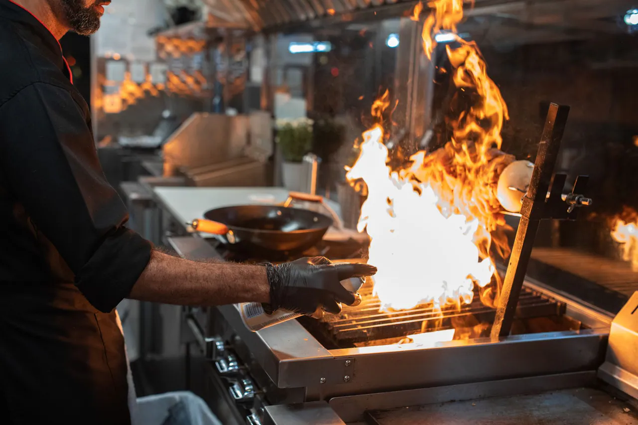 Cooking in a kitchen